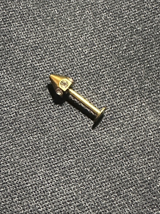 Jewelry - Gold Spike Labret Stud with Clear Crystal Accent